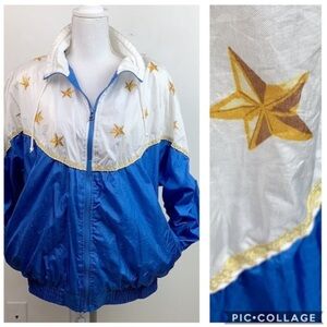 Vintage nylon windbreaker nautical star jacket EUC